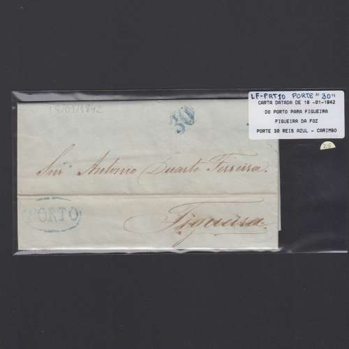 Pré-Filatélica circulada do Porto para Figueira datada 18-01-1842