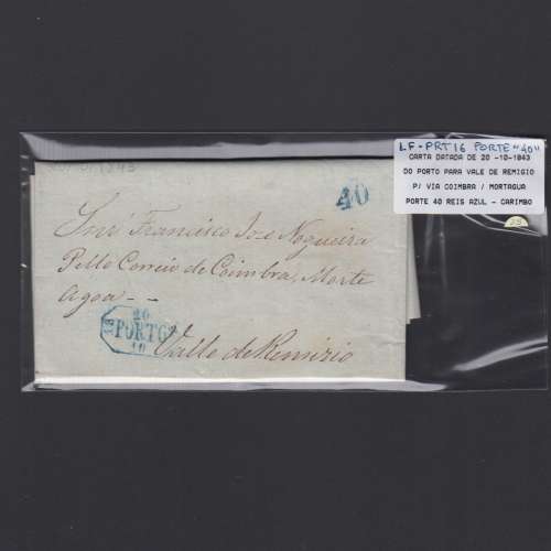 Pré-Filatélica circulada do Porto para Vale de Remigio datada 20-10-1843