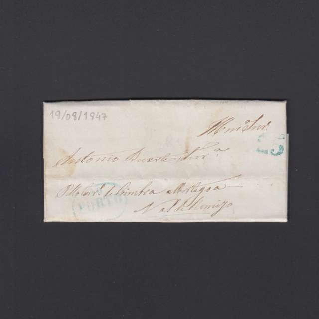 Pré-Filatélica circulada do Porto para Vale de Remigio datada 19-08-1847