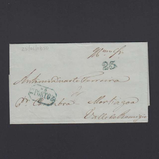 Pré-Filatélica circulada do Porto para Vale de Remigio datada 25-06-1850