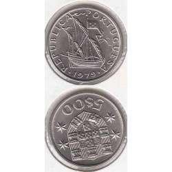 5$00 escudos 1979 cupro-níquel, 5 Escudos 1979 cuproníquel da República Portuguesa, World Coins Portugal KM 591