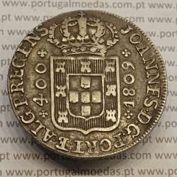 CRUZADO NOVO PRATA (480 RÉIS) 1809 COROA MÉDIA COM DIADEMA LOZANGO 1 PONTO