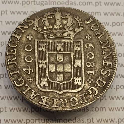 CRUZADO NOVO PRATA (480 RÉIS) 1809 COROA MÉDIA COM DIADEMA LOZANGO 1 PONTO