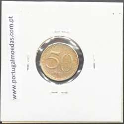 MOEDA DE 50 LWEI CUPRO-NÍQUEL NÃO DATADA (1977) REPÚBLICA POPULAR DE ANGOLA - KRAUSE WORLD COINS ANGOLA KM90