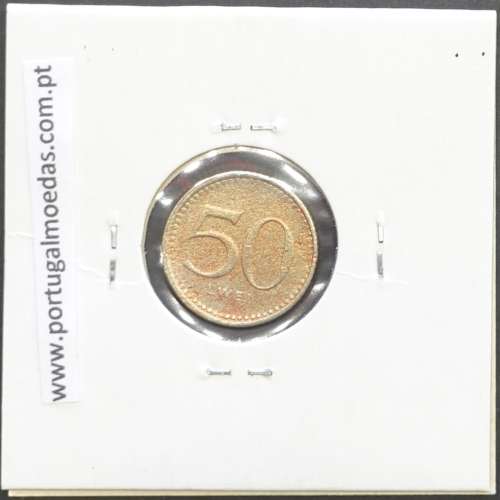 MOEDA DE 50 LWEI CUPRO-NÍQUEL NÃO DATADA (1977) REPÚBLICA POPULAR DE ANGOLA - KRAUSE WORLD COINS ANGOLA KM90