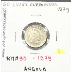 MOEDA DE 50 LWEI CUPRO-NÍQUEL 1979 REPÚBLICA POPULAR DE ANGOLA - KRAUSE WORLD COINS ANGOLA KM90.1