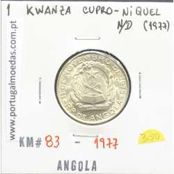 MOEDA DE 1 KWANZA CUPRO-NÍQUEL NÃO DATADA (1977) REPÚBLICA POPULAR DE ANGOLA - KRAUSE WORLD COINS ANGOLA KM83