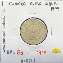 MOEDA DE 1 KWANZA CUPRO-NÍQUEL 1979 REPÚBLICA POPULAR DE ANGOLA - KRAUSE WORLD COINS ANGOLA KM83