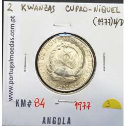 MOEDA DE 2 KWANZA CUPRO-NÍQUEL NÃO DATADA 1977 REPÚBLICA POPULAR DE ANGOLA - KRAUSE WORLD COINS ANGOLA KM84