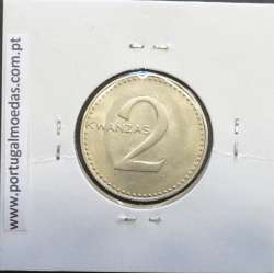 MOEDA DE 2 KWANZAS CUPRO-NÍQUEL NÃO DATADA (1977) REPÚBLICA POPULAR DE ANGOLA - KRAUSE WORLD COINS ANGOLA KM84