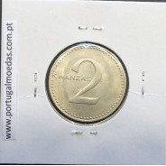 MOEDA DE 2 KWANZAS CUPRO-NÍQUEL NÃO DATADA (1977) REPÚBLICA POPULAR DE ANGOLA - KRAUSE WORLD COINS ANGOLA KM84
