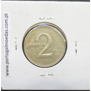 MOEDA DE 2 KWANZAS CUPRO-NÍQUEL NÃO DATADA (1977) REPÚBLICA POPULAR DE ANGOLA - KRAUSE WORLD COINS ANGOLA KM84