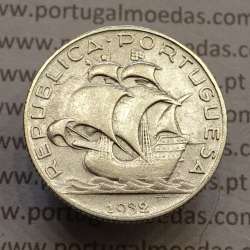 2$50 Escudos 1932 prata, 2 escudos e 50 centavos 1932 em prata da Republica Portuguesa, (BC+), World Coins Portugal KM 580