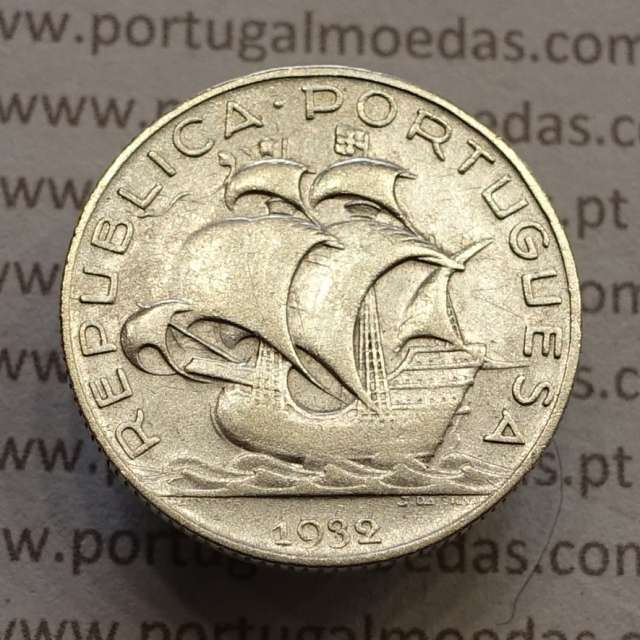 2$50 Escudos 1932 prata, 2 escudos e 50 centavos 1932 em prata da Republica Portuguesa, (BC+), World Coins Portugal KM 580