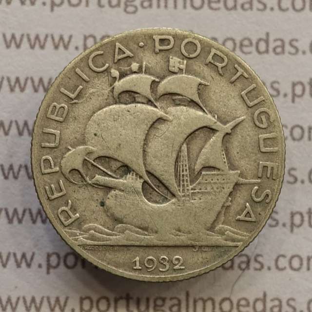 Silver coin of 2-1/2 Escudos 1932, 2$50 Escudos 1932 silver Portuguese Republic, (F), World Coins Portugal KM 580