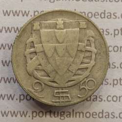 MOEDA 2$50 ESCUDOS (DOIS ESCUDOS E CINQUENTA CENTAVOS) PRATA 1932 (BC) -  REPÚBLICA PORTUGUESA