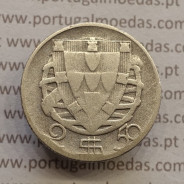 2$50 Escudos 1932 prata, 2 escudos e 50 centavos 1932 em prata da Republica Portuguesa, (BC), World Coins Portugal KM 580