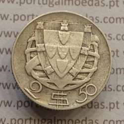 2$50 Escudos 1933 prata, 2 escudos e 50 centavos 1933 em prata da Republica Portuguesa, (BC+/MBC-), World Coins Portugal KM 580