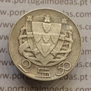 Silver coin of 2-1/2 Escudos 1933, 2$50 Escudos 1933 silver Portuguese Republic, (VF-), World Coins Portugal KM 580