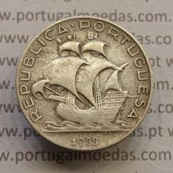 2$50 Escudos 1933 prata, 2 escudos e 50 centavos 1933 em prata da Republica Portuguesa, (BC+/MBC-), World Coins Portugal KM 580