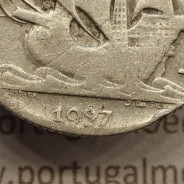 MOEDA 2$50 ESCUDOS (DOIS ESCUDOS E CINQUENTA CENTAVOS) PRATA 1937 (BC-) -  REPÚBLICA PORTUGUESA