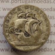 MOEDA 2$50 ESCUDOS (DOIS ESCUDOS E CINQUENTA CENTAVOS) PRATA 1937 (BC- / REG) -  REPÚBLICA PORTUGUESA