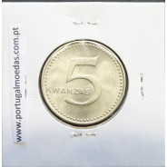 MOEDA DE 5 KWANZAS CUPRO-NÍQUEL NÃO DATADA (1977) REPÚBLICA POPULAR DE ANGOLA - KRAUSE WORLD COINS ANGOLA KM85