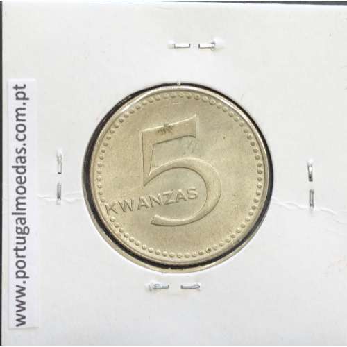MOEDA DE 5 KWANZAS CUPRO-NÍQUEL NÃO DATADA (1977) REPÚBLICA POPULAR DE ANGOLA - KRAUSE WORLD COINS ANGOLA KM85