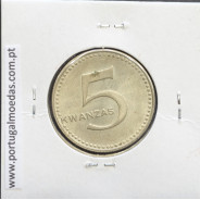 MOEDA DE 5 KWANZAS CUPRO-NÍQUEL NÃO DATADA (1977) REPÚBLICA POPULAR DE ANGOLA - KRAUSE WORLD COINS ANGOLA KM85