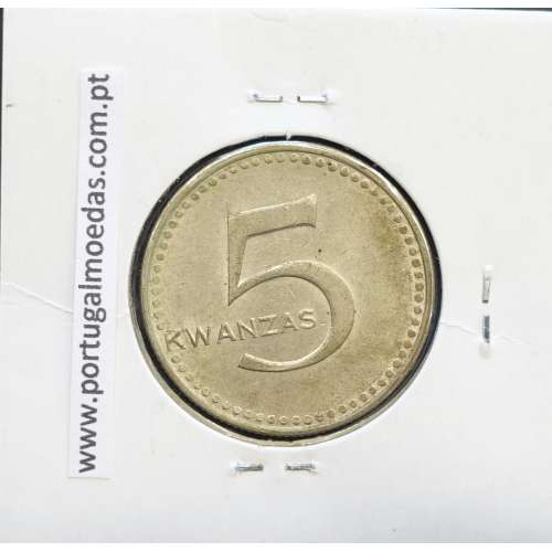 MOEDA DE 5 KWANZAS CUPRO-NÍQUEL NÃO DATADA (1977) REPÚBLICA POPULAR DE ANGOLA - KRAUSE WORLD COINS ANGOLA KM85