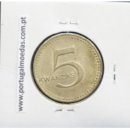MOEDA DE 5 KWANZAS CUPRO-NÍQUEL NÃO DATADA (1977) REPÚBLICA POPULAR DE ANGOLA - KRAUSE WORLD COINS ANGOLA KM85