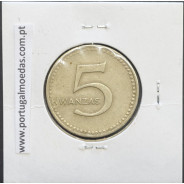 MOEDA DE 5 KWANZAS CUPRO-NÍQUEL NÃO DATADA (1977) REPÚBLICA POPULAR DE ANGOLA - KRAUSE WORLD COINS ANGOLA KM85