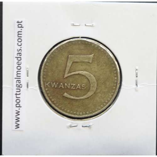 MOEDA DE 5 KWANZAS CUPRO-NÍQUEL NÃO DATADA (1977) REPÚBLICA POPULAR DE ANGOLA - KRAUSE WORLD COINS ANGOLA KM85