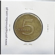 MOEDA DE 5 KWANZAS CUPRO-NÍQUEL NÃO DATADA (1977) REPÚBLICA POPULAR DE ANGOLA - KRAUSE WORLD COINS ANGOLA KM85