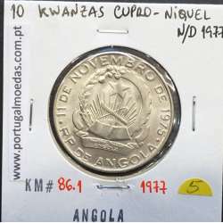 MOEDA DE 10 KWANZAS CUPRO-NÍQUEL NÃO DATADA (1977) REPÚBLICA POPULAR DE ANGOLA - KRAUSE WORLD COINS ANGOLA KM86.1
