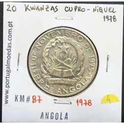 MOEDA DE 20 KWANZAS CUPRO-NÍQUEL 1978 REPÚBLICA POPULAR DE ANGOLA - KRAUSE WORLD COINS ANGOLA KM87