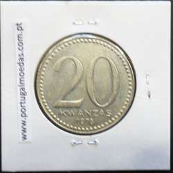 MOEDA DE 20 KWANZAS CUPRO-NÍQUEL 1978 REPÚBLICA POPULAR DE ANGOLA - KRAUSE WORLD COINS ANGOLA KM87