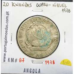 MOEDA DE 20 KWANZAS CUPRO-NÍQUEL 1978 REPÚBLICA POPULAR DE ANGOLA - KRAUSE WORLD COINS ANGOLA KM87