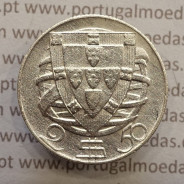 MOEDA 2$50 ESCUDOS (DOIS ESCUDOS E CINQUENTA CENTAVOS) PRATA 1943 (MBC-) -  REPÚBLICA PORTUGUESA