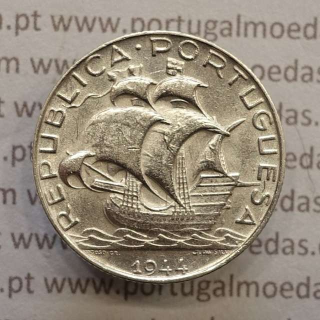 MOEDA 2$50 ESCUDOS (DOIS ESCUDOS E CINQUENTA CENTAVOS) PRATA 1944 (MBC+ / BELA-) -  REPÚBLICA PORTUGUESA