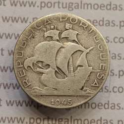MOEDA 2$50 ESCUDOS (DOIS ESCUDOS E CINQUENTA CENTAVOS) PRATA 1945 (BC) - REPÚBLICA PORTUGUESA MOEDA 2$50 ESCUDOS (DOIS ESCUDOS E CINQUENTA CENTAVOS) PRATA 1945 (BC) - REPÚBLICA PORTUGUESA