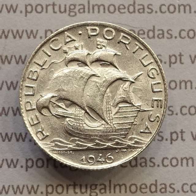 MOEDA 2$50 ESCUDOS (DOIS ESCUDOS E CINQUENTA CENTAVOS) PRATA 1946 (BELA) -  REPÚBLICA PORTUGUESA