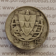 2$50 Escudos 1946 prata, 2 escudos e 50 centavos 1946 em prata da Republica Portuguesa, (BC), World Coins Portugal KM 580