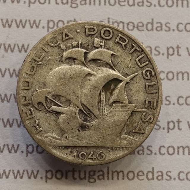 MOEDA 2$50 ESCUDOS (DOIS ESCUDOS E CINQUENTA CENTAVOS) PRATA 1946 (BC-) -  REPÚBLICA PORTUGUESA