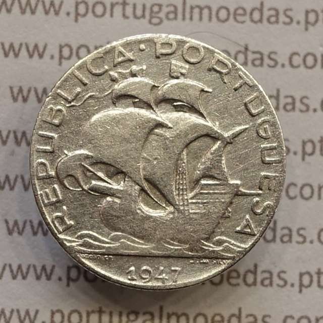 MOEDA 2$50 ESCUDOS (DOIS ESCUDOS E CINQUENTA CENTAVOS) PRATA 1947 (BC) -  REPÚBLICA PORTUGUESA