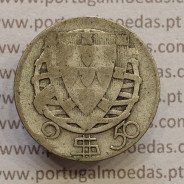 MOEDA 2$50 ESCUDOS (DOIS ESCUDOS E CINQUENTA CENTAVOS) PRATA 1947 (BC- / REG) -  REPÚBLICA PORTUGUESA