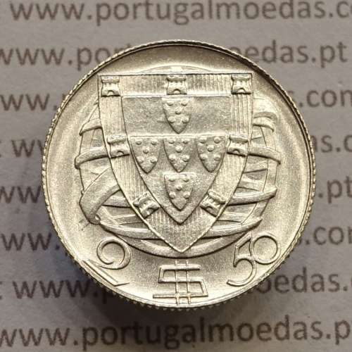 2$50 Escudos 1948 prata, 2 escudos e 50 centavos 1948 em prata da Republica Portuguesa, (Soberba), World Coins Portugal KM 580
