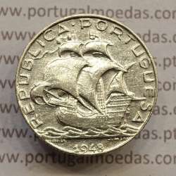 MOEDA 2$50 ESCUDOS (DOIS ESCUDOS E CINQUENTA CENTAVOS) PRATA 1948 (MBC) -  REPÚBLICA PORTUGUESA