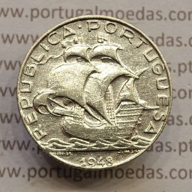MOEDA 2$50 ESCUDOS (DOIS ESCUDOS E CINQUENTA CENTAVOS) PRATA 1948 (MBC) -  REPÚBLICA PORTUGUESA