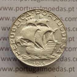 MOEDA 2$50 ESCUDOS (DOIS ESCUDOS E CINQUENTA CENTAVOS) PRATA 1948 (MBC) -  REPÚBLICA PORTUGUESA